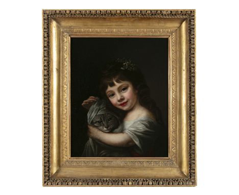 NATHANIEL HONE THE ELDER, RA (1718-1784)Portrait of a Girl with a Cat, c.1780Oil on canvas, 49 x 40cmProvenance: Gorry Galler