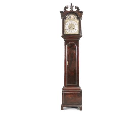  ***PLEASE NOTE ILLUSTRATION IN PRINTED CATALOGUE IS LABELLED INCORRECTLY*** AN IRISH MAHOGANY LONG CASE CLOCK, 18th century,