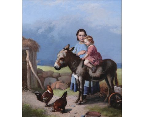 WILLIAM GILLARD  (FL. 1831 - 1876)'The First Riding Lesson'Oil on canvas, 51 x 44cm Signed lower right; signed and inscribed 
