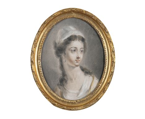 HUGH DOUGLAS HAMILTON RHA (1734-1808)Portrait of a Young WomanOval, pastel on paper, 23 x 18cm 