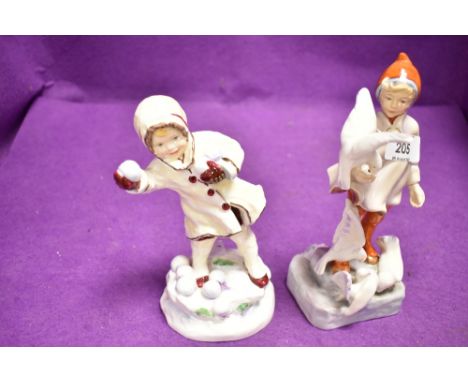 Two Royal Worcester figures having black back stamp November and December