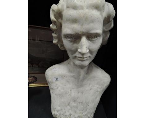 A large figural bust of a female study hand worked studio pottery approx 50cm tall