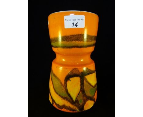 An early 1970's Poole Pottery Delphis vase of dumb-bell shape, printed marks to base (no. 84), 23cm.