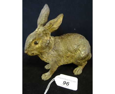 Franz Bergman, a large Austrian cold painted bronze model of a rabbit, stamped '1273 Depose Geschutzt', late 19th century, 13