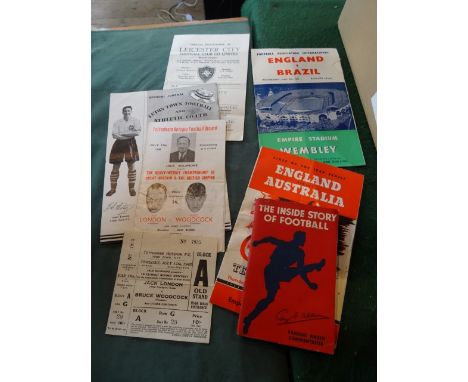 A quantity of sporting ephemera, to include: a program and ticket to the Jack London v Bruce Woodcock boxing event at Tottenh