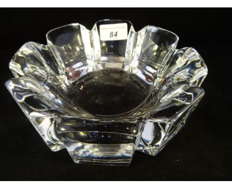 An Orrefors octagonal clear glass bowl, etched mark to base, 19cm diameter.