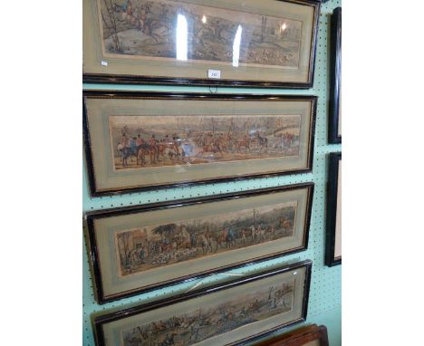 A set of four framed and glazed etchings after Henry Alken, published by Thomas McLean, 1824, each of hunting scenes, Aquatin