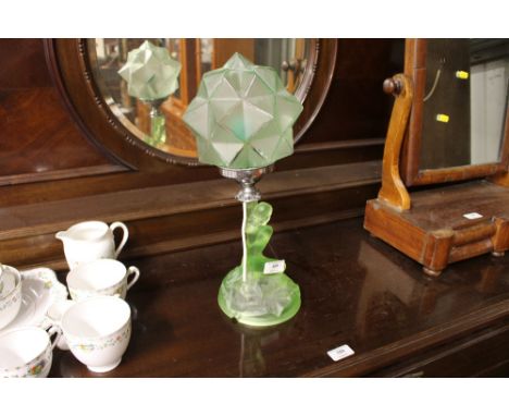 An Art Deco green glass table lamp - sold as collector's item