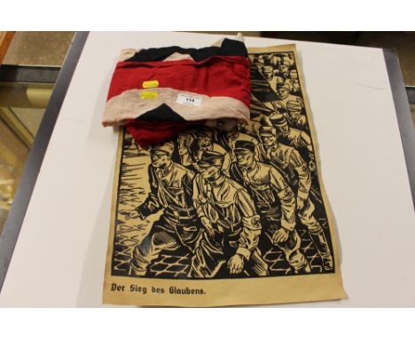A German WW2 poster; and a German party flag 