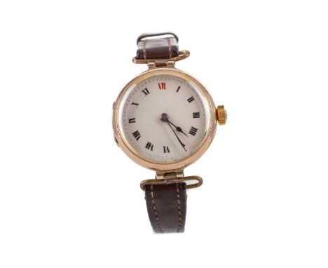 LADY'S ROLEX NINE CARAT GOLD CASED MANUAL WIND WRIST WATCH,the round cream dial with Roman hour markers, dot outer seconds tr