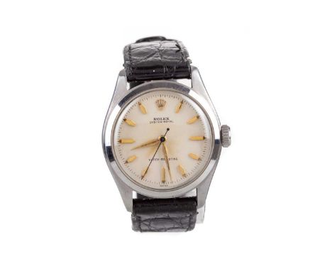 GENTLEMAN'S ROLEX OYSTER ROYAL STAINLESS STEEL MANUAL WIND WRIST WATCH,the round cream dial with applied hour markers, outer 