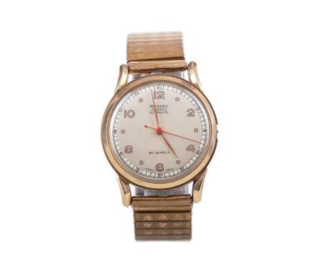 GENTLEMAN'S ROTARY MAXIMUS NINE CARAT GOLD CASED AUTOMATIC WRIST WATCH,the round cream dial with Arabic and dot hour markers,