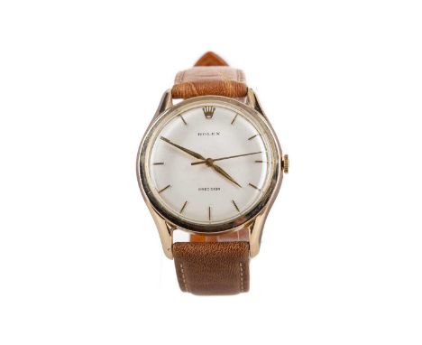 GENTLEMAN'S ROLEX PRECISION GOLD CASED MANUAL WIND WRIST WATCH,the round cream dial with applied baton hour markers, 34.9mm c
