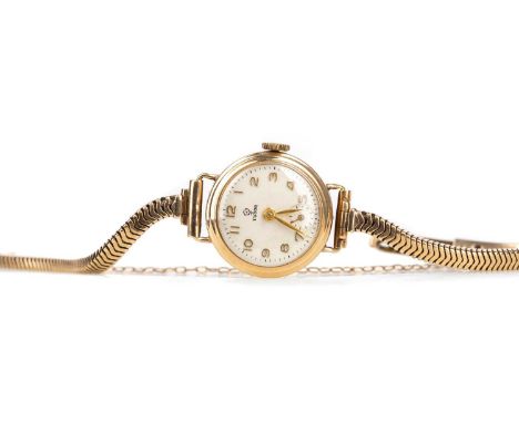 LADY'S TUDOR NINE CARAT GOLD MANUAL WIND WRIST WATCH,the round cream dial with applied Arabic hour markers, outer seconds tra