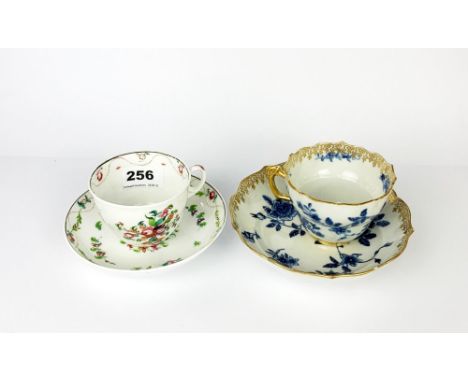 Two early English porcelain cups and saucers.