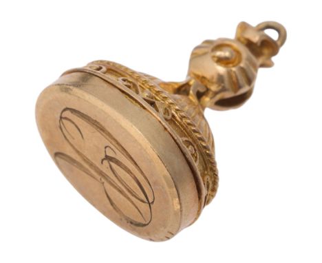 A Vintage 9ct gold combination seal fob/locket, maker NBS, Birmingham 1961, fob 24.3mm, 5.7g gross . Condition Report:No dama