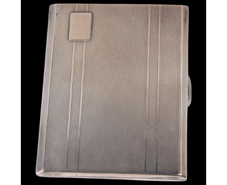 An Art Deco George VI silver cigarette case, W T Toghill & Co, Birmingham 1941, rectangular form, with allover engine turned 