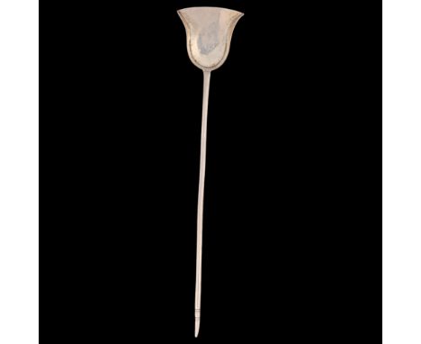 An Antique silver 'Fire Shovel' masking spoon, 18th century, no hallmarks, 14.5cm, 8g . Condition Report:Masking spoons were 
