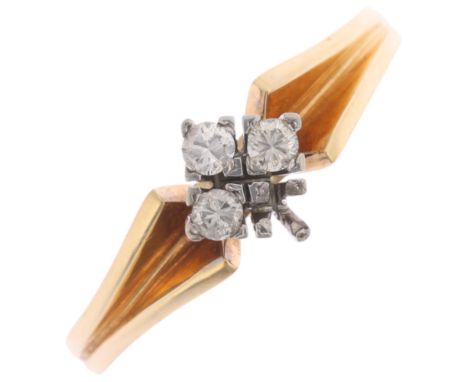 An 18ct gold diamond dress ring, maker LEB & S, set with modern round brilliant-cut diamonds, setting height 7.2mm, size Q, 3
