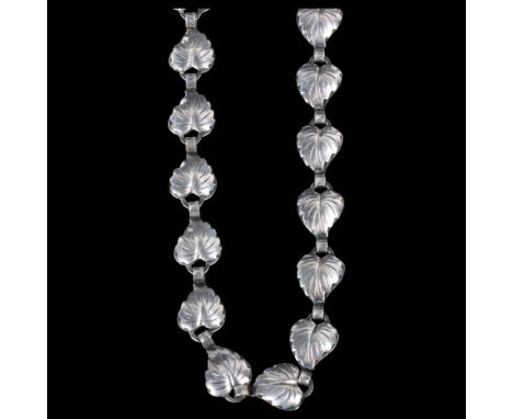 HERMANN SIERSBOL - a Danish modernist sterling silver leaf panel necklace, 40cm, 18.8g . Condition Report:No damage or repair