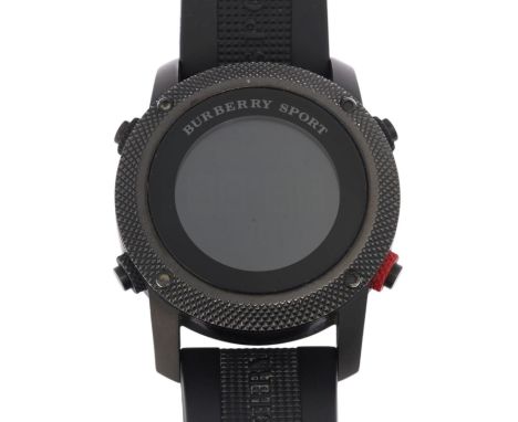BURBERRY - a black Ionized stainless steel Sport digital quartz wristwatch, ref. BU7704, digital dial with knurled bezel and 