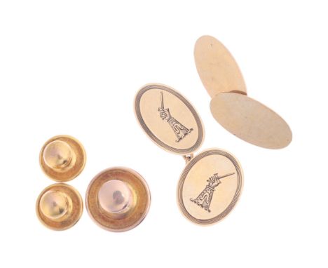 Various Antique 9ct gold jewellery, including cufflinks and dress studs, 6.3g total . Condition Report:Lot sold as seen unles