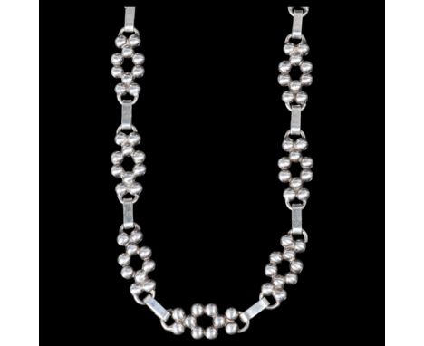 HERMANN SIERSBOL - a Danish modernist sterling silver geometric panel necklace, band width 10.6mm, 37cm, 19.3g . Condition Re