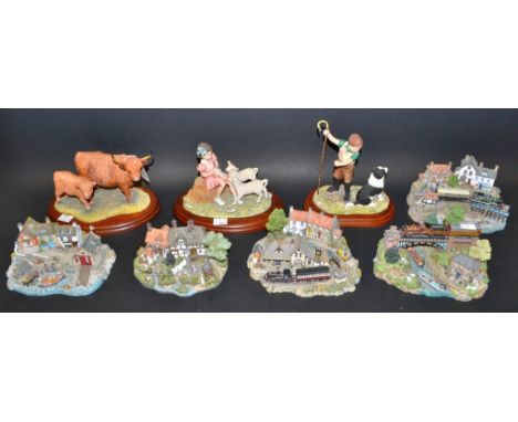 A Border Fine Arts Model Highland Cow & Calf No 167;  others Come by Sheep Bo296 &Pet Lambs Bo010;  a Banbury Mint model Seas