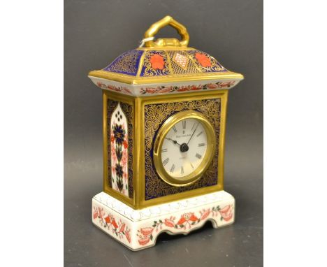 A Royal Crown Derby Imari 1128 pattern mantel clock, second quality