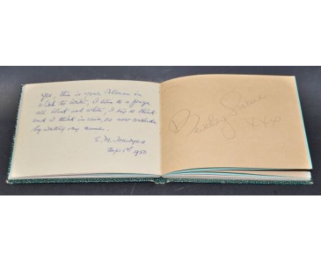 Autograph album 14.5 x 12 cm belonging to Mrs. Heafield of Hare Hill, Boylestone, containing some family autographs 1950-1952