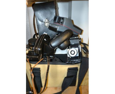 Photography - a Pentax Super A 35mm camera, others, with lenses, a Kodak folding camera, cased; a Halina Paulette, a Polaroid