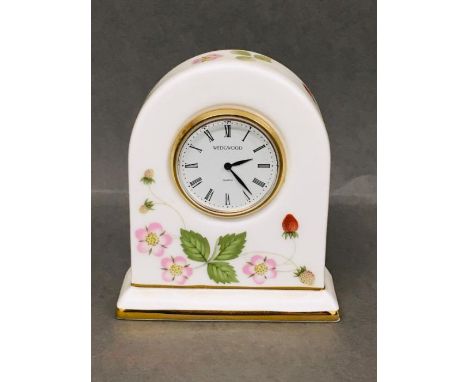 Wedgwood bone china, wild strawberry dome mantle clock 