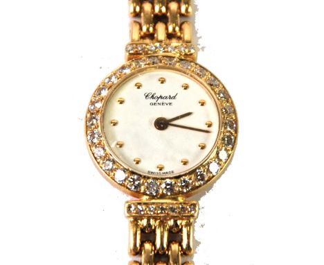 MODERN CHOPARD 18ct GOLD, LADY'S BRACELET WRISTWATCH, the besel and shoulders set with forty tiny brilliant cut diamonds, on 