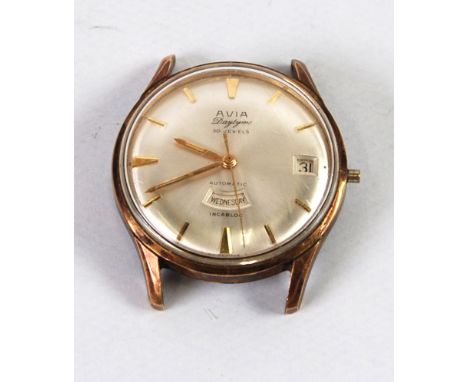 GENTS AVIA 'DAYTYME' GOLD PLATED STAINLESS STEEL WRIST WATCH, with 30 jewels incabloc automatic movement, the circular silver