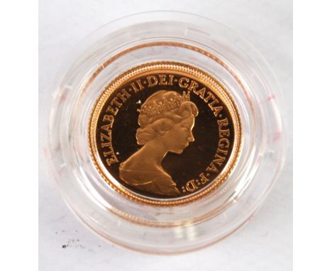 QUEEN ELIZABETH II 1980 GOLD PROOF HALFSOVEREIGN in hard plastic case and ROYAL MINT PLUSH LINED BOX, with leaflet