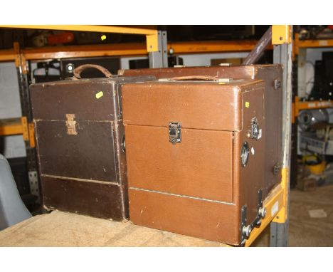 TWO GB EQUIPMENTS L516 VINTAGE PROJECTORS one in black the other in brown with a matching speaker cabinet (untested)(3)