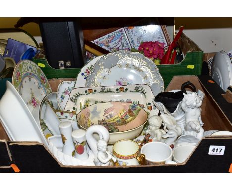TWO BOXES OF CERAMICS AND SUNDRY ITEMS, to include Royal Doulton Dickens Ware foot bowl 'Bill Sykes' D6327, diameter 20.5cm, 