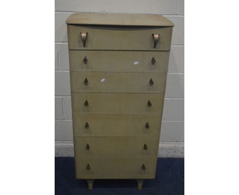 A TALL EARLY TO MID 20TH CENTURY CHEST OF SEVEN DRAWERS, width 66cm x depth 49cm x height 129cm (sd to veneer)