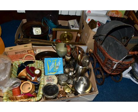 THREE BOXES AND LOOSE SUNDRY ITEMS, to include an Ambiano MT-12AW Air Fryer, Old Hall 1½ teapot and hot water jug, Mio Digi W