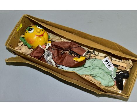 A BOXED PELHAM 'TELEVISIONS MR. TURNIP' PUPPET, playworn condition, some minor damage, paint loss and wear to head, minor dam
