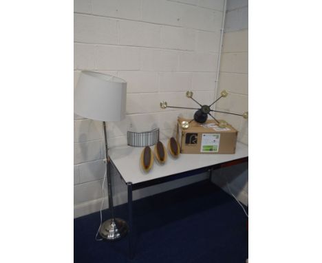A BOXED REGENBOGEN PENDANT LED CEILING LIGHT, along with three modern decorative led wall lights, another wall light and a ch