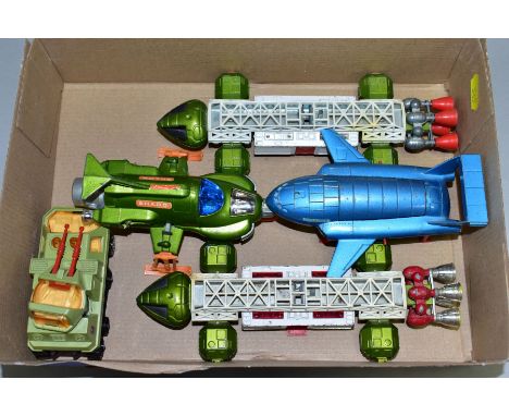 A QUANTITY OF UNBOXED AND ASSORTED TV RELATED SCI-FI DIECAST VEHICLES, Dinky Toys, Thunderbird 2, No 106, metallic blue body,