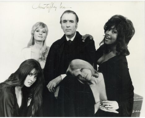 Christopher Lee signed 10x8 inch Hammer House black and white vintage photo. Good condition Est.