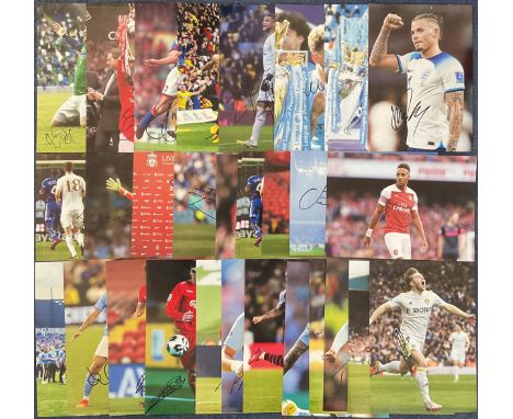 Football collection 28 signed 10x8 inch colour photos include some fantastic current and past premier league players such as 