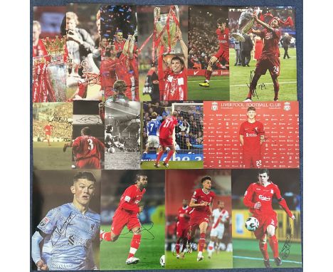 Football Liverpool collection 15 signed assorted 12x8 inch colour photos include some great names such as Ian Callaghan, Davi