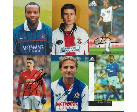 Football collection 6 signed 6x4 inch colour photos include Tim Sherwood, John Collins, Alexis Sanchez, Jurgen Klinsmann, Rod