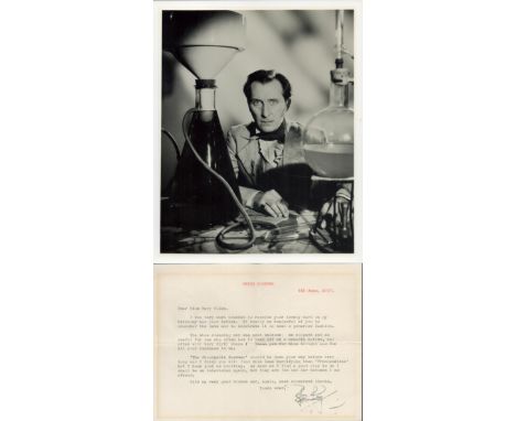 Peter Cushing signed TLS dated 4th June 1957 on headed paper interesting content to a fan with accompanying vintage black and