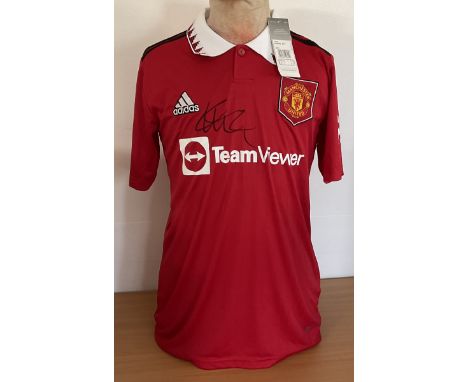 Football Erik ten Hag signed Manchester United home shirt size small. Good condition Est.