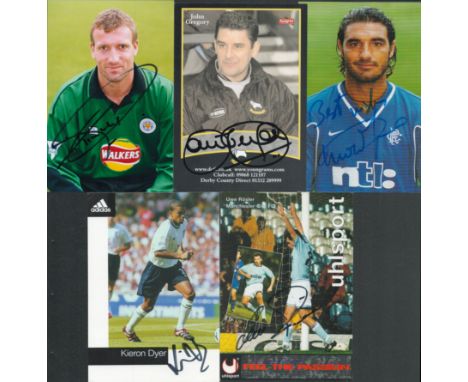 Football collection 5 signed 6x4 inch colour photos include Lorenzo Amoruso, Uwe Rosler, Kieron Dyer, John Gregory and Tim Fl