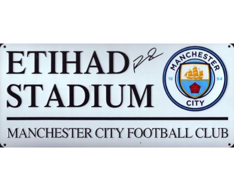 Football Ruben Dias signed Etihad Stadium Manchester City Football Club metal road sign. Good condition Est.